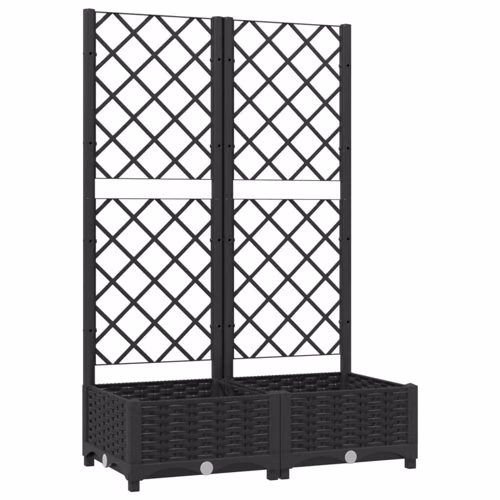 Berkfield Home Beautiful Garden Planter with Trellis, Black, W: 80 cm, D: 40 cm, H: 121.5 cm – 3