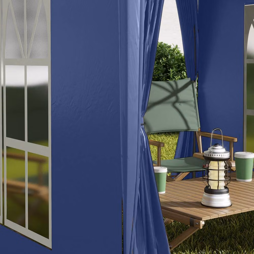 Outsunny Blue Pop Up Gazebo with Windows and Steel Frame, W/D/H: 200 x 200 x 240 cm – 10