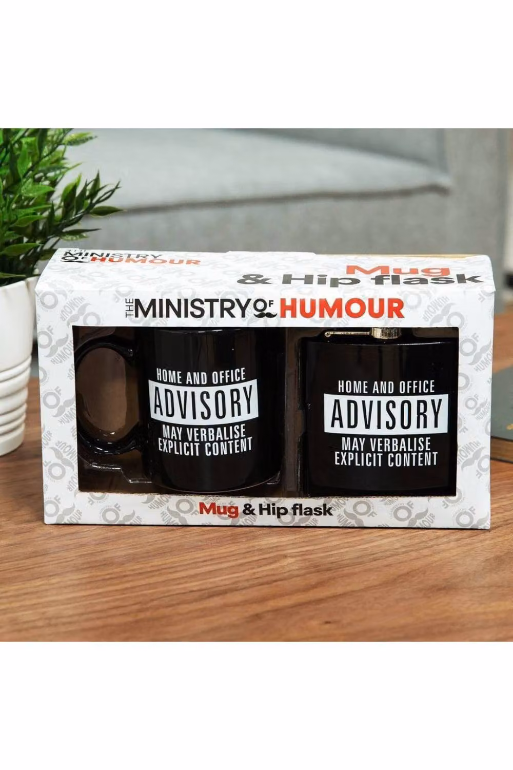 KDMD Ceramic Mug and Hip Flask Set in Black and White – 3