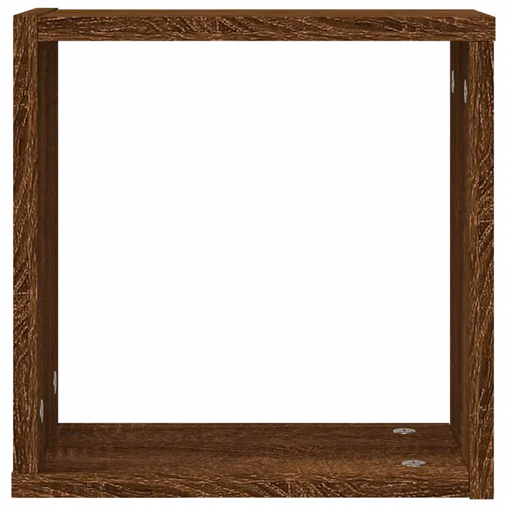 Berkfield Home Wall Mounted Cube Shelves, 4 Piece Set, Brown Oak, W/D/H: 30 x 15 x 30 cm – 6