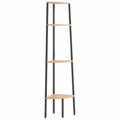 vidaXL 4-Tier Industrial Corner Shelf in Brown and Black, W/D/H: 45.5 x 31.5 x 150 cm