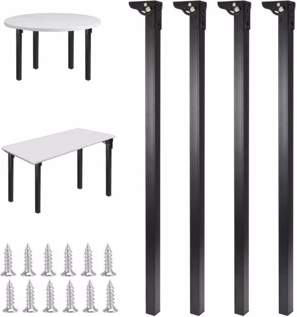 EONLION 4pcs Heavy Duty Steel Folding Table Legs for Campervans, Black – 1