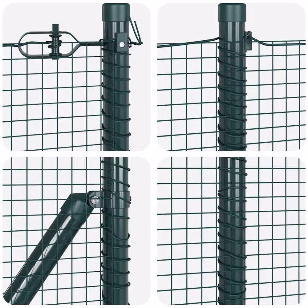 Berkfield Home Green Welded Wire Fence with 13 Flanged Posts, Steel, 0.8 x 50 m – 5