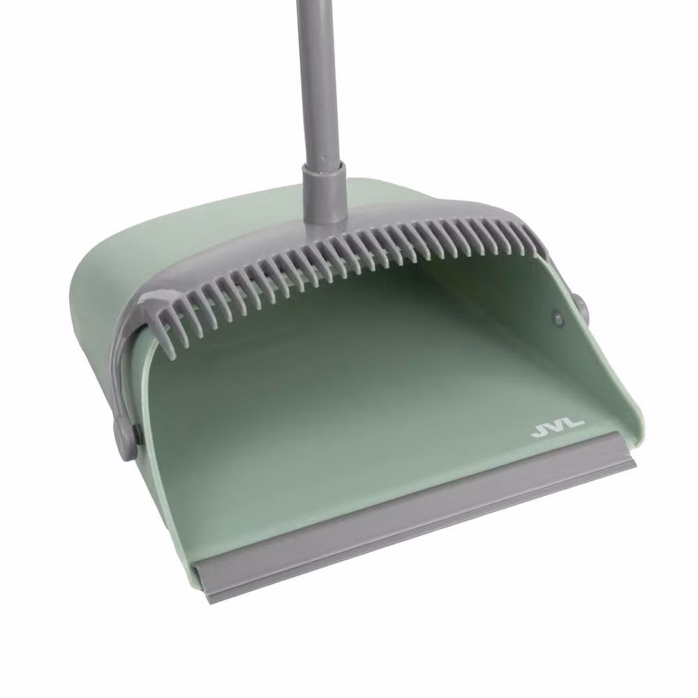 JVL Long Handle Lobby Dustpan and Brush Set in Green and Grey – 2