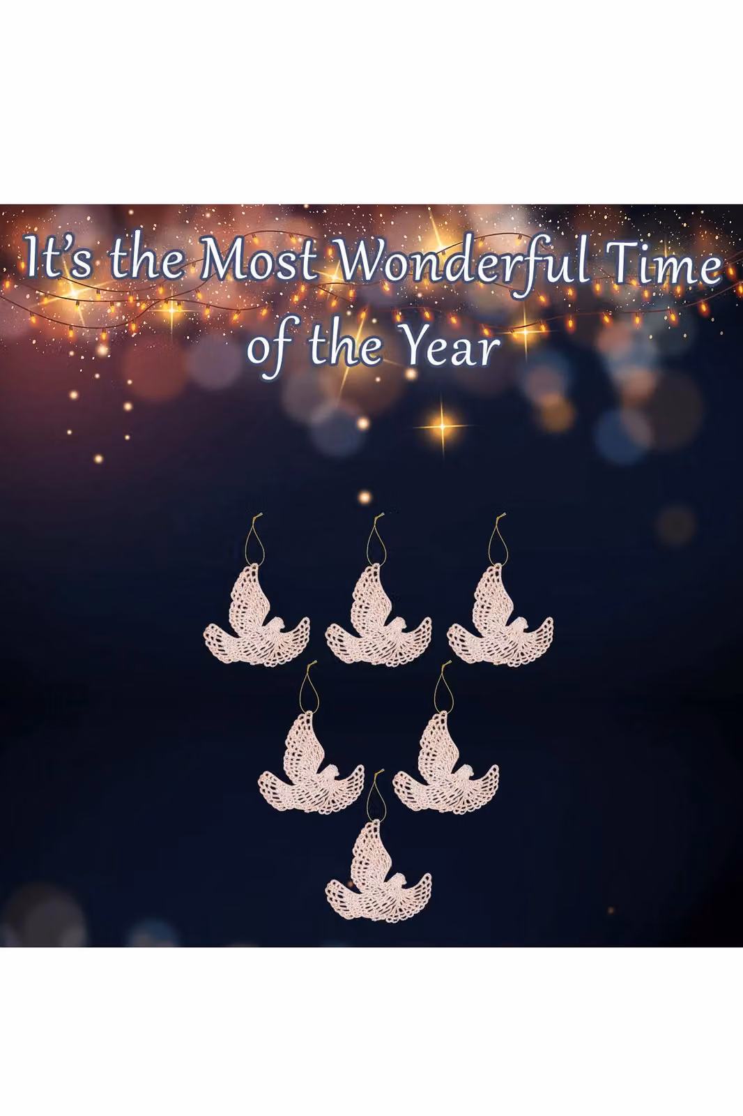 VFM e-Store Set of 6 Glitter Dove Christmas Tree Hanging Ornaments in Champagne and Ivory, W/D/H: 20 x 11.5 x 2 cm – 2