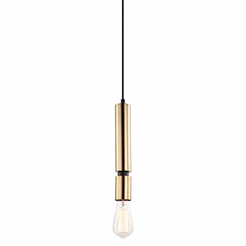 Italux Torla PEN-5041-1-BKBR Modern Cylinder Pendant Light in Black and Gold/Brass with E27 Socket