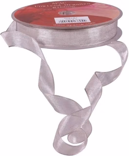 KDMD Silver Woven Edge Organza Ribbon, 15mm, 3 Pack