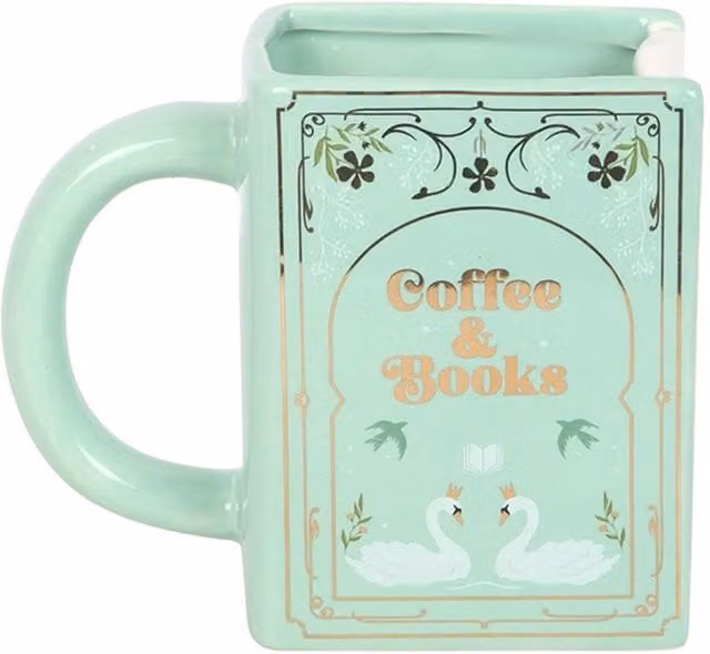 Something Different Green Ceramic Coffee and Books Shaped Mug