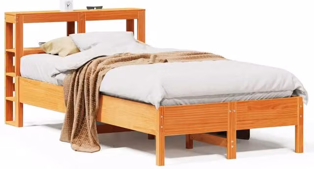 Berkfield Home Small Double Solid Wood Pine Bed Frame, Waxed Brown, W/D/H: 120 x 190 cm – 1