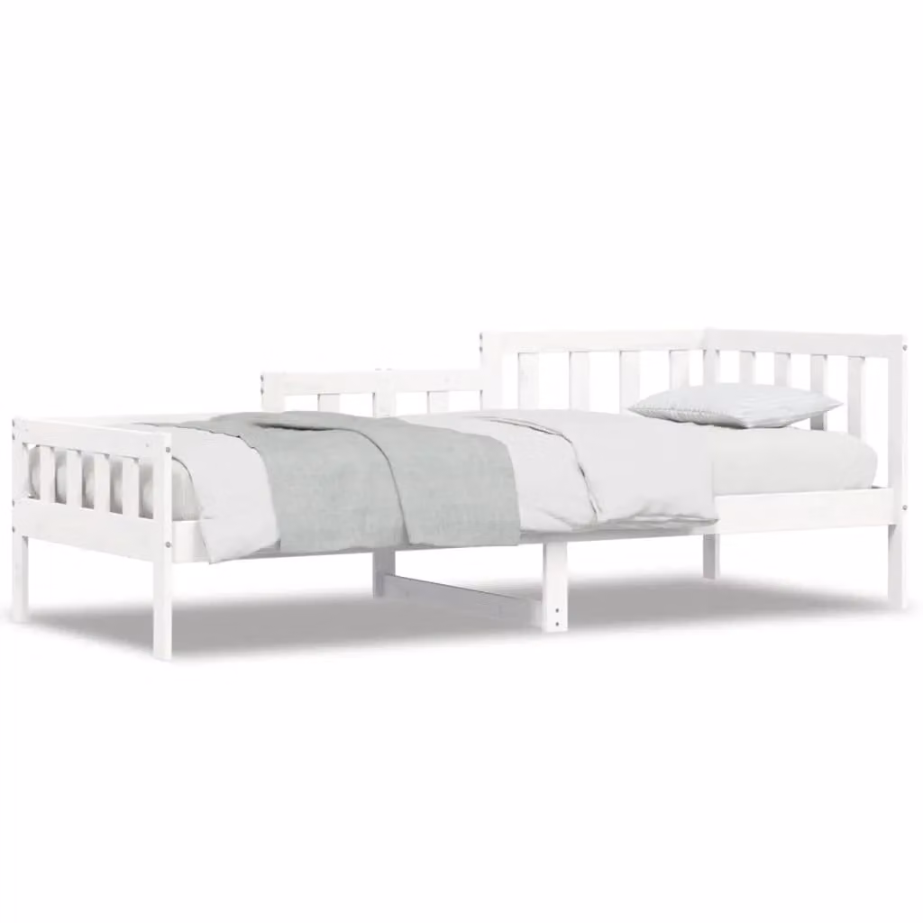 Berkfield Home Rustic White Solid Pine Wood Day Bed W/D/H: 90 x 200 cm – 2