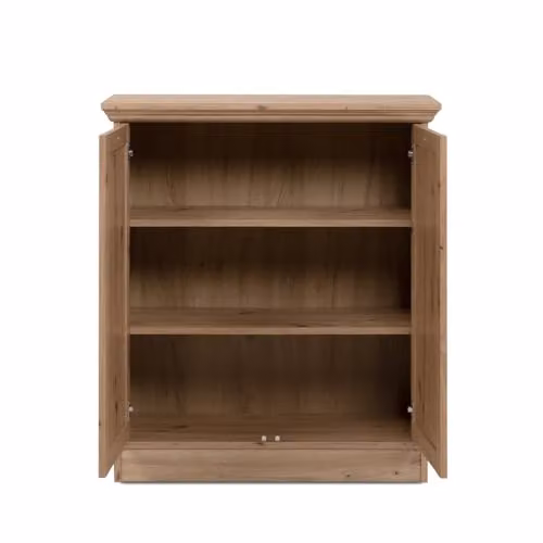 Calicosy Oak Brown 2-Door 2-Shelf Sideboard with Metal Handles W: 80 cm, H: 90 cm, D: 35 cm – 3