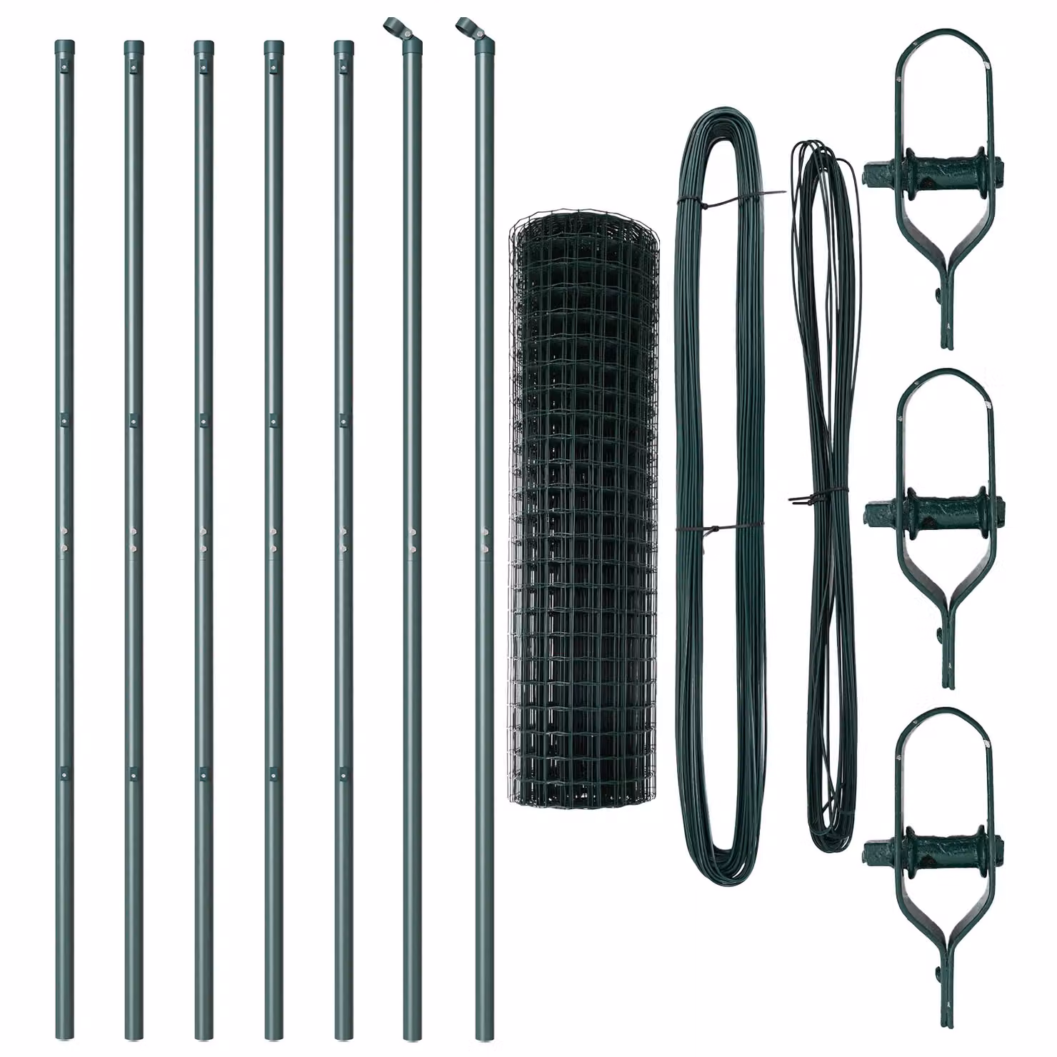 Berkfield Home Euro Fence with 7 Posts, Galvanised Steel, Green and Silver, W: 10 m, H: 1.4 m – 3
