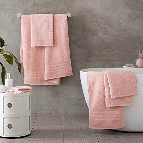 Catherine Lansfield Fluffy Cotton Hand Towel in Pink, W: 50 cm, H: 85 cm – 2
