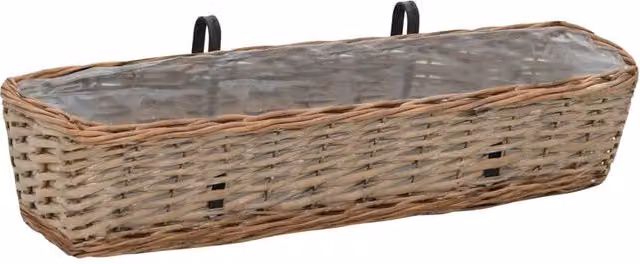 Berkfield Home Wicker Balcony Planter Set of 2 with PE Lining, Brown, Width: 80 cm