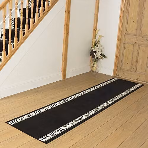 runrug Animal Print Hallway Runner Rug, Black, W/D/H: 70 x 390 x 0.9 cm – 5