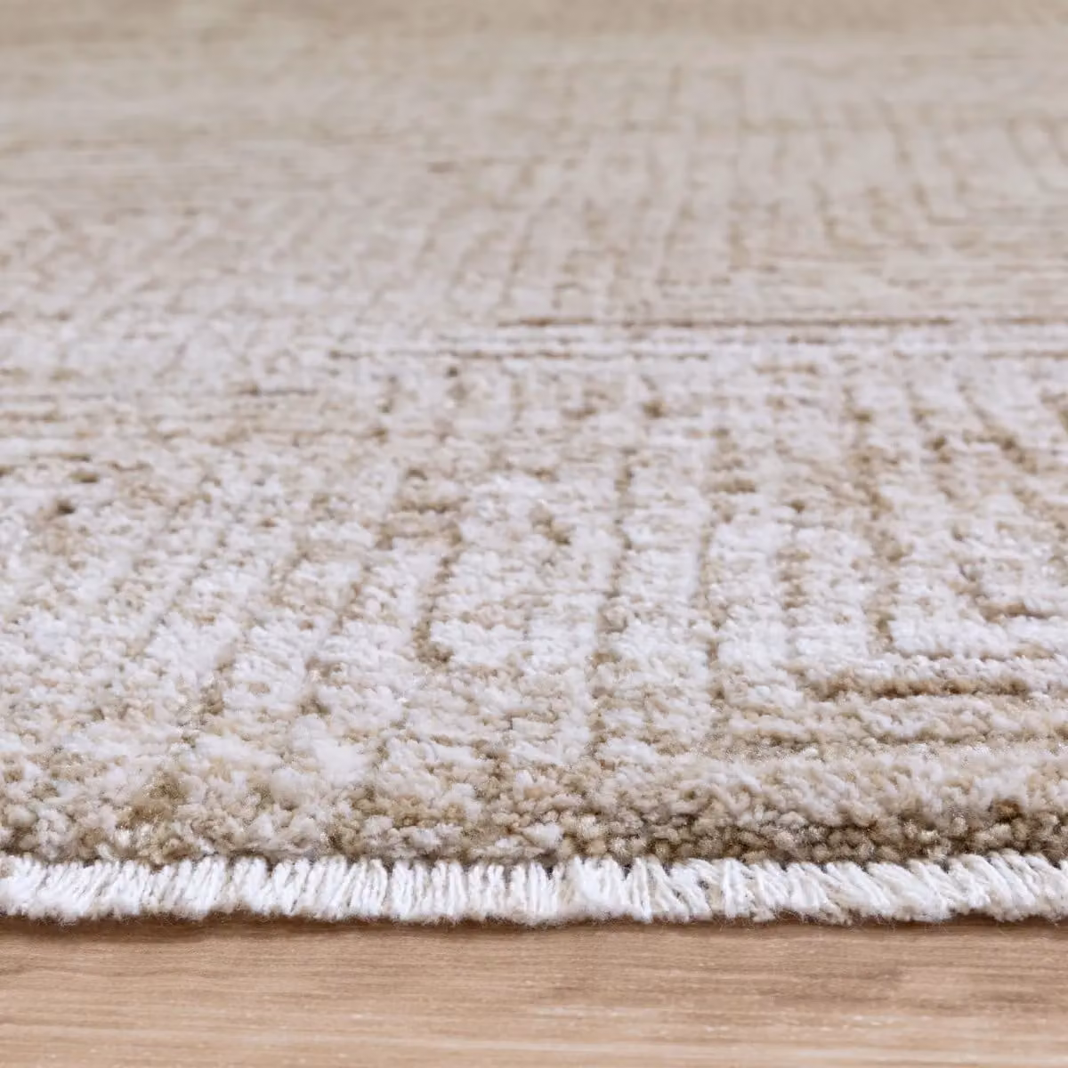 The Rug Shop UK Modern Abstract Area Rug in Sand and Beige, Polyester and Cotton, W: 200 cm, L: 300 cm
