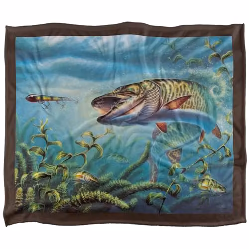 JQ Licensing Provoked Musky Fishing Super Soft Silky Touch Fleece Throw Blanket, White, W: 152 cm, D: 127 cm – 6
