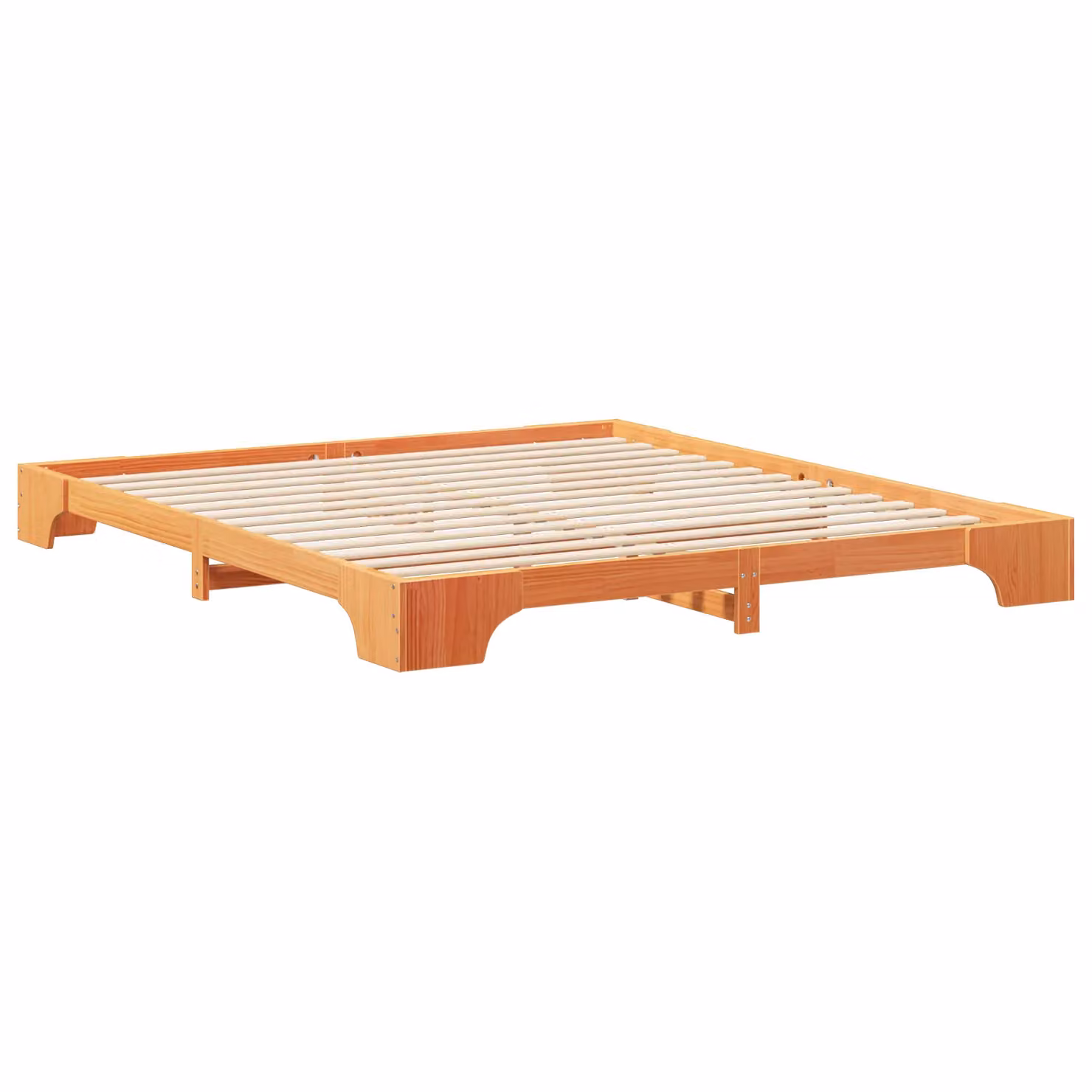 Berkfield Home Floor Bed Frame with Storage in Brown, Solid Pine Wood, W/D/H: 200 x 220 cm – 2