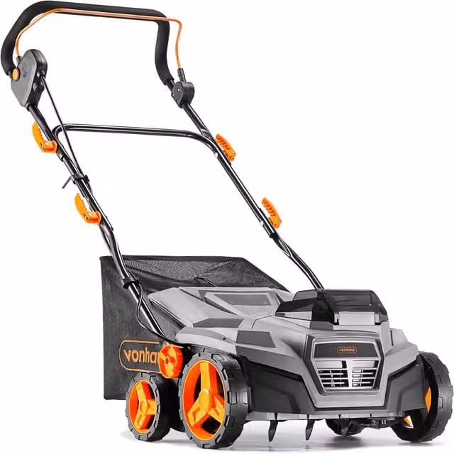 VonHaus Cordless 40V Combination Lawn Scarifier Aerator Rake in Grey