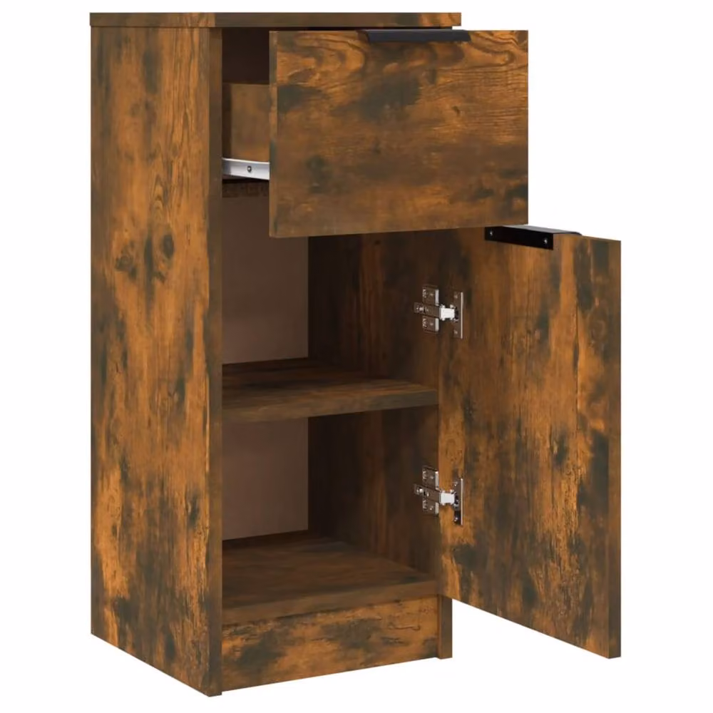 Berkfield Home Set of 2 Smoked Oak Sideboards in Brown, W/D/H: 30 x 30 x 70 cm – 4