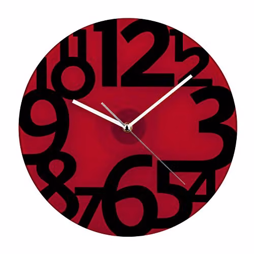 Premier Housewares Modern Square Quartz Wall Clock in Red with Glass and Black Numbers – 2