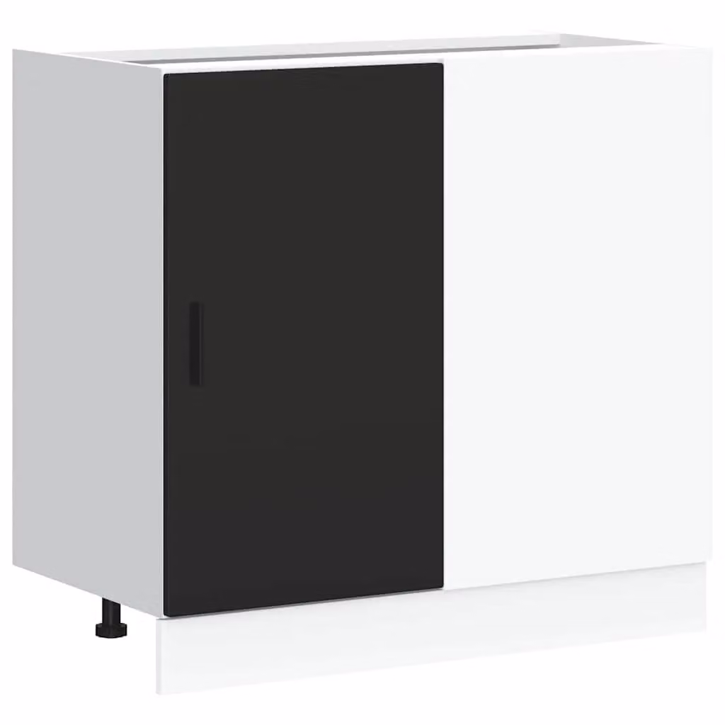 Berkfield Home Modern Matt Black Freestanding Kitchen Sink Base Unit with Hinged Doors – 1