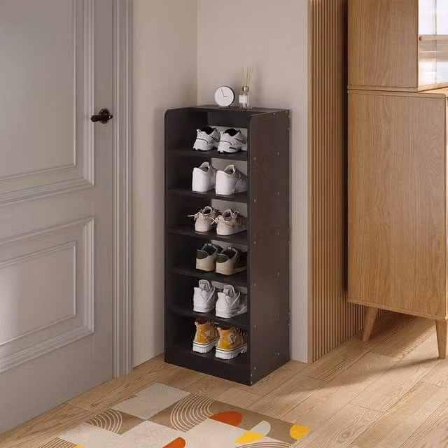 PAWNORA 6 Tier Wooden Shoe Storage Cabinet in Grey, W/D/H: 42 x 26 x 88 cm – 1