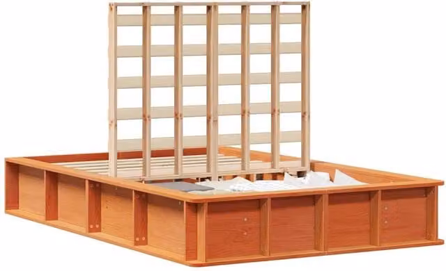 Berkfield Home Beautiful Bed Frame with Storage in Waxed Brown Solid Pine, W/D/H: 140 x 200 cm – 1