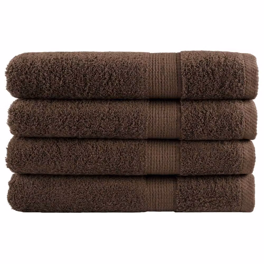 Berkfield Home SOLUND Premium Cotton Terry Towels, 4 Pack, Brown, W: 100 cm, L: 200 cm, 600gsm – 2