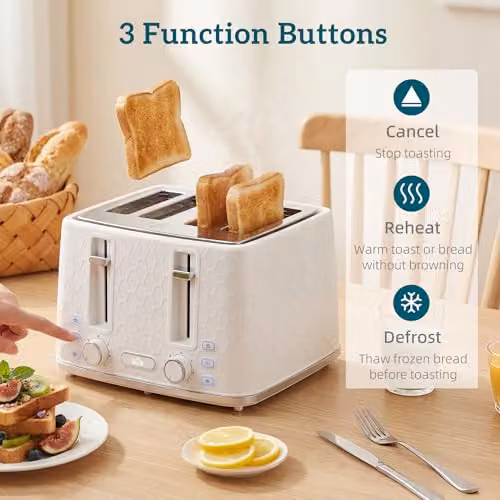 HOMCOM Kettle and Toaster Set in Beige and White with Glass Elements – 3