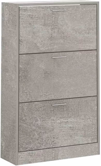 Berkfield Home Modern Shoe Cabinet in Concrete Grey, W/D/H: 63 x 24 x 103 cm