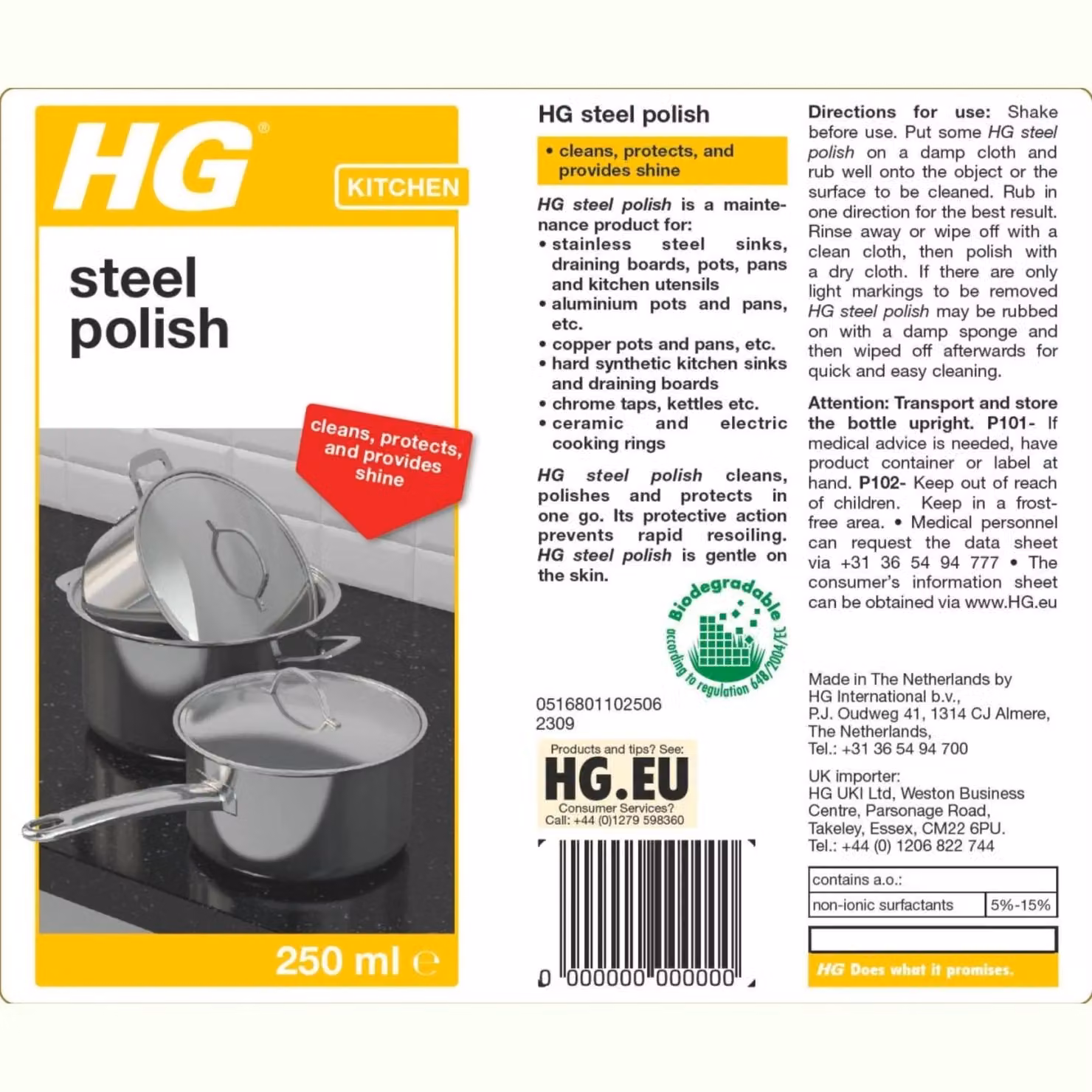 HGL HG Steel Polish, 250ml, White