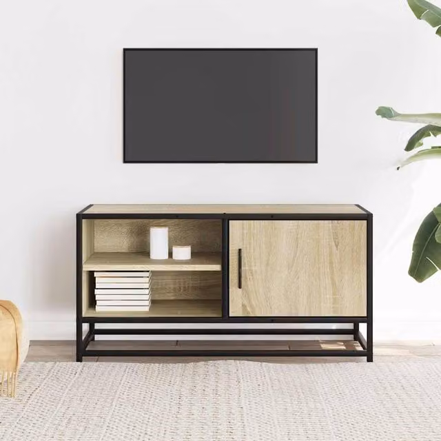 Berkfield Home Sonoma Oak TV Cabinet in Light Oak, W/D/H: 80 x 34.5 x 40 cm – 1