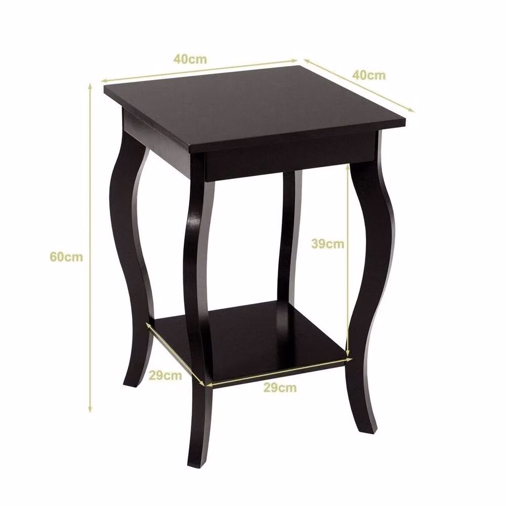 FORGEVIO Set of 2 Modern Black Living Room End Tables with Storage Shelves – 2