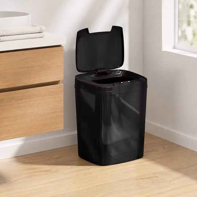STILVORA 15L Sensor Bin in Black with Touchless and Manual Opening and Fingerprint-Proof Finish – 1