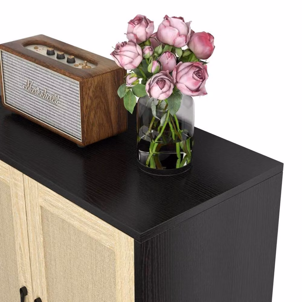 SPETLEK Buffet Storage Cabinet with 2 Doors in Black and Natural – 4