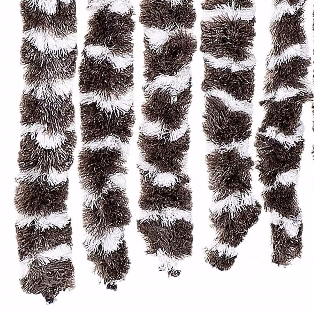 Berkfield Home Soft Fly Curtain in Brown and White Chenille, W: 100 cm, H: 230 cm – 6