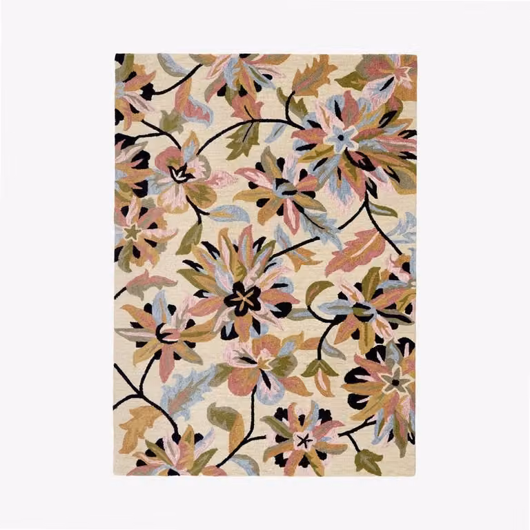 Atkin and Thyme Narin Hand Tufted Floral Wool Rug, Multicolour, W: 170 cm, L: 240 cm