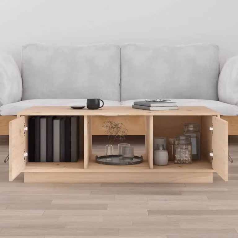 Berkfield Home Rustic Solid Wood Pine Coffee Table, Brown, W: 100 cm, D: 50 cm, H: 35 cm