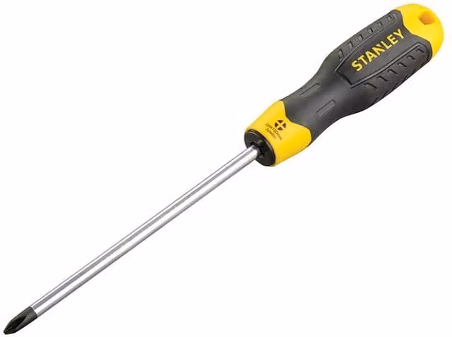Stanley Tools Cushion Grip Phillips Tip Ph2 Manual Screwdriver, Black and Yellow