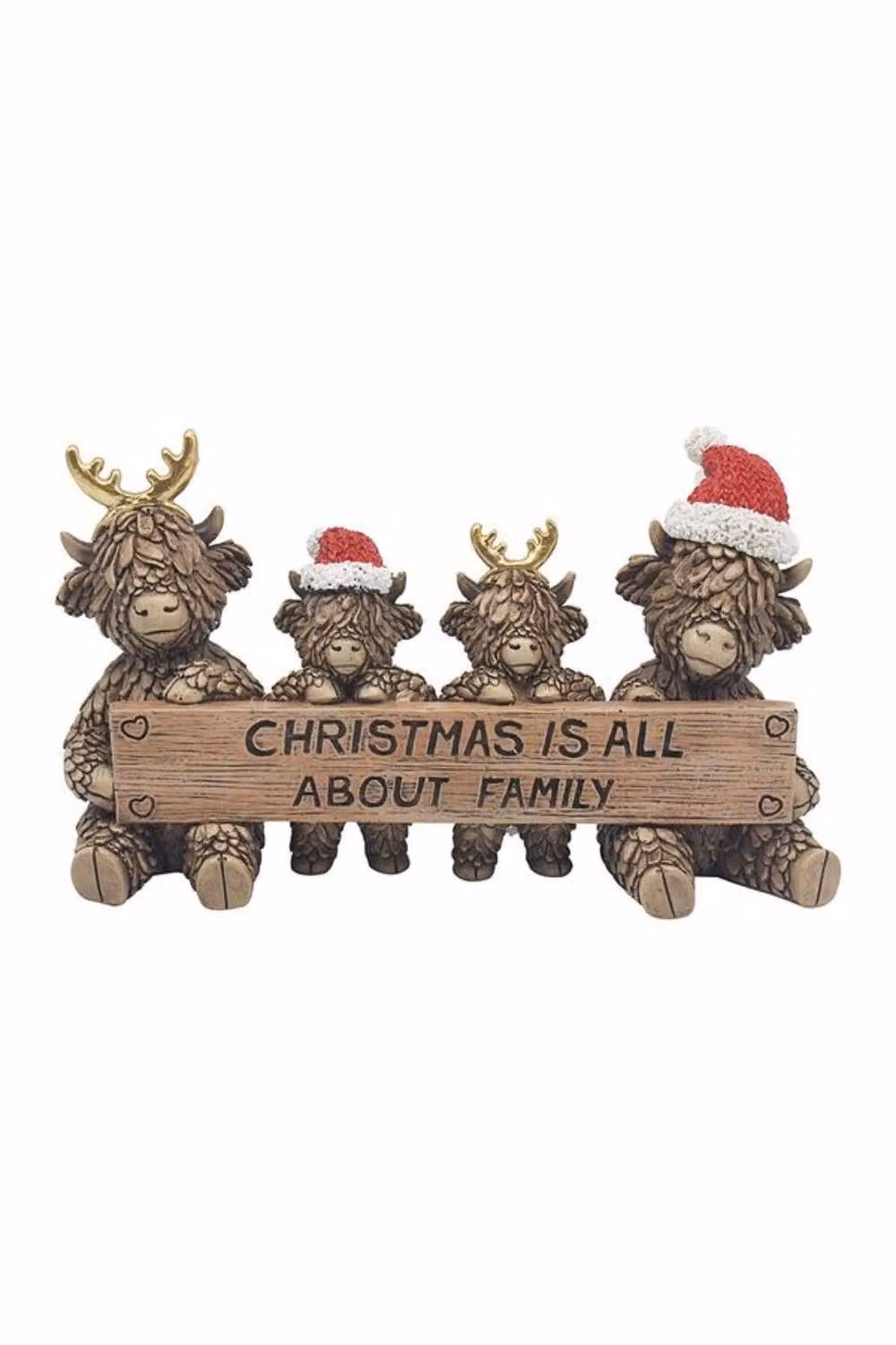 KDMD Christmas Highland Cows Ornament with Sign in Brown – 2