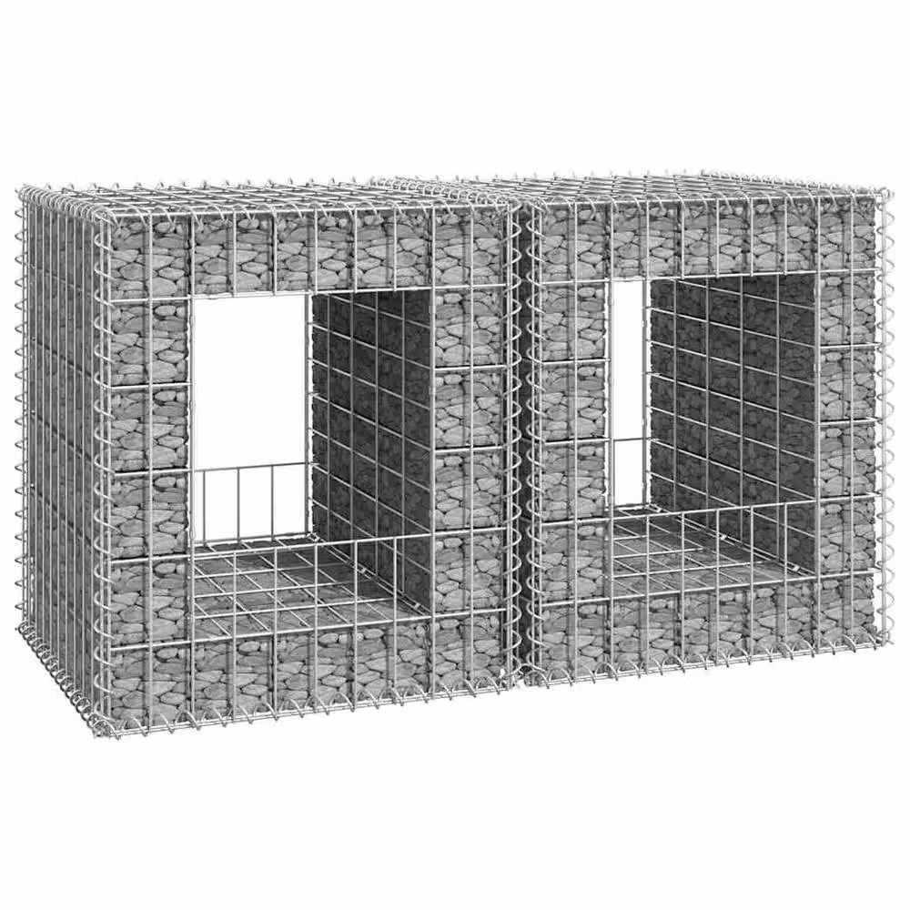 Berkfield Home Durable Metal Gabion Basket Posts, 2 Pack, Silver, W/D/H: 50 x 50 x 60 cm – 2