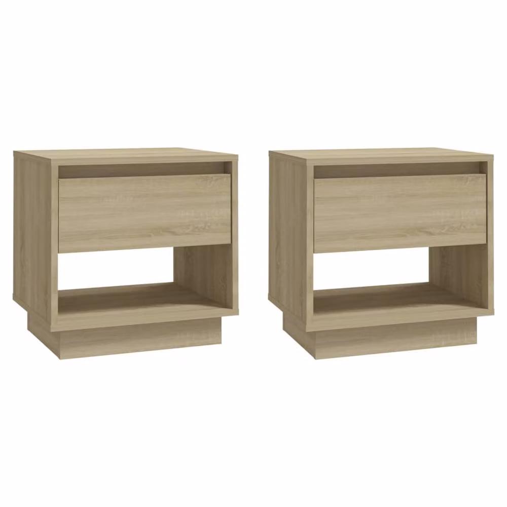 Berkfield Home Classic Bedside Cabinets, 2 Piece Set in Sonoma Oak and Beige, W: 45 cm, D: 34 cm, H: 44 cm – 2