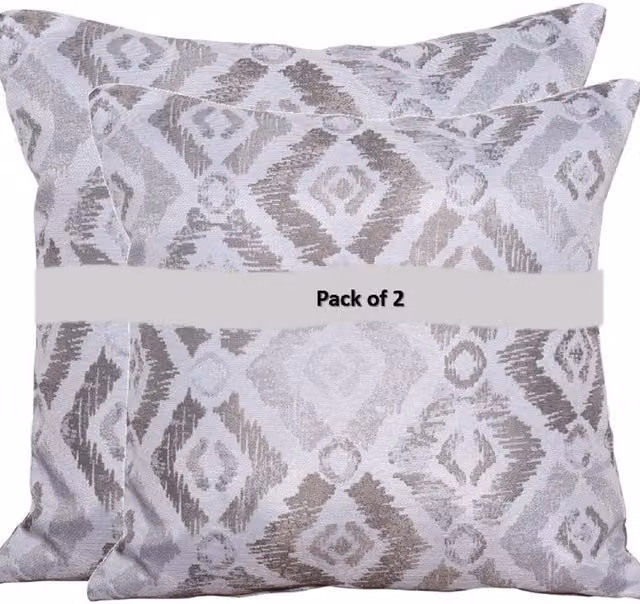 Royalcraft Pair of Grey Floral Square Scatter Cushions