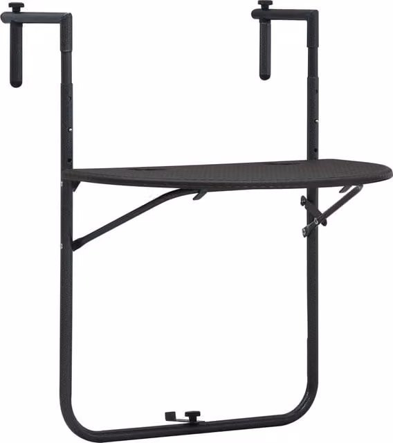 Berkfield Home Hanging Balcony Table in Brown with Plastic Rattan Look, W/D/H: 60 x 64 x 83.5 cm