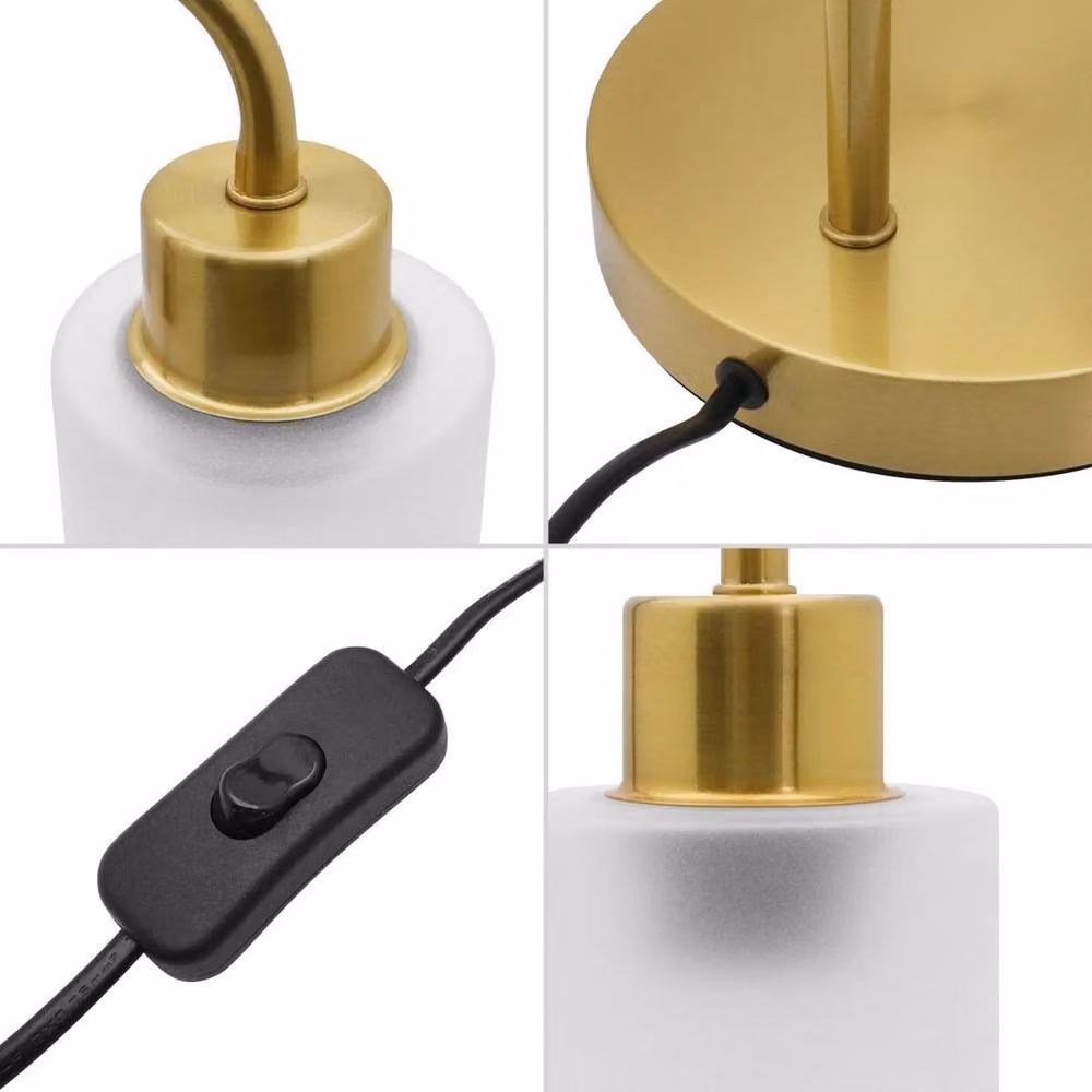 SPETLEK Antique Brass Table Lamp with Gold Frosted Glass Shade – 2