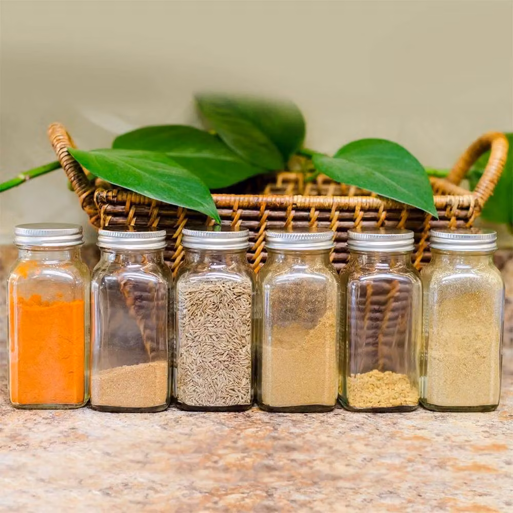 NESTLUNE 12-Piece Clear Glass Spice Jar Set with Shaker Lids – 6