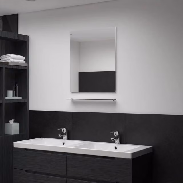 Berkfield Home Minimalist Rectangular Wall Mirror with Shelf, Silver, W: 50 cm, H: 60 cm – 1