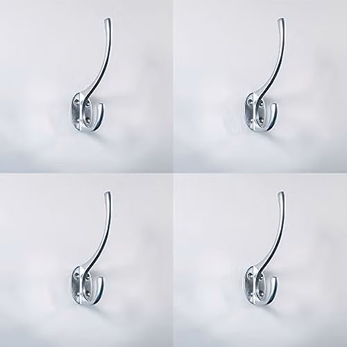 Loops 4 Pack Victorian Hat and Coat Hook on Oval Backplate in Satin Chrome, 64mm Projection