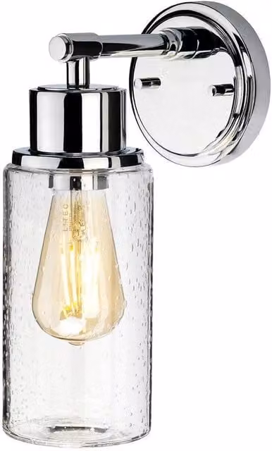 Netlighting Morvah Modern Up and Down Outdoor Wall Light in Polished Chrome and Grey, IP44, E27